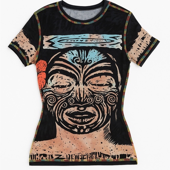 Graphic Mesh Top - Picture 1 of 5
